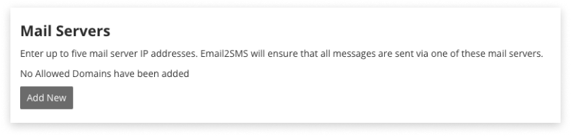 Captura de pantalla en blanco y negro de la configuración del servidor de correo dentro de Email2SMS