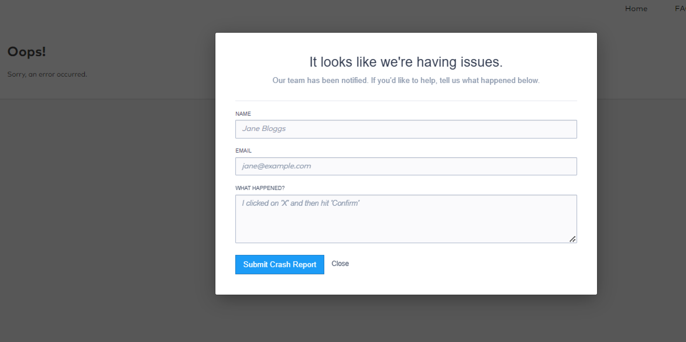 Platform error shown when required identity provider user attributes are not mapped correctly.