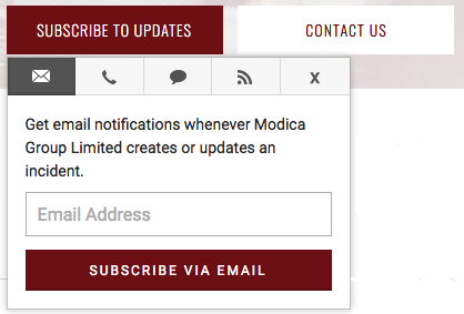 Email subscription form for status updates.