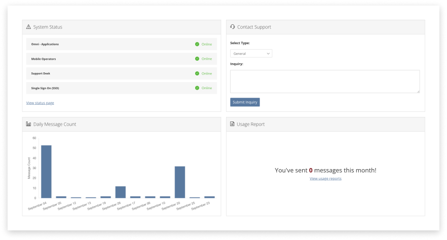screenshot of modica's omni dashboard user interface