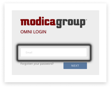 screenshot of modica's omni account login page