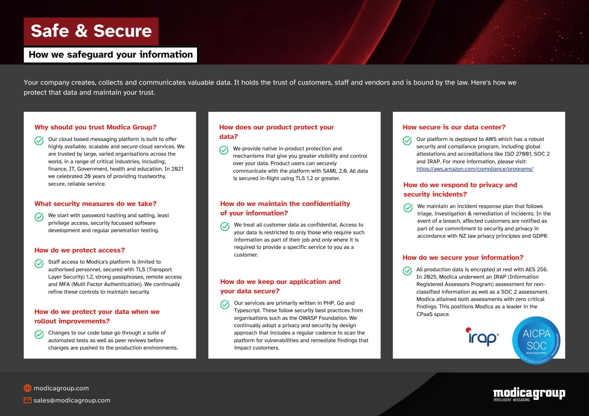 Safe and Secure solution sheet page 1